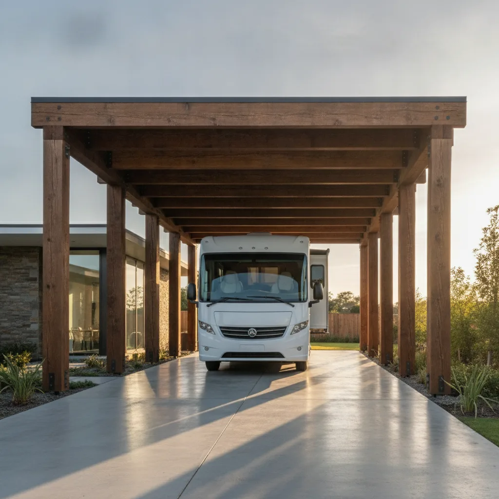 Carport bois camping-car, hauteur, prix et règles 2026
