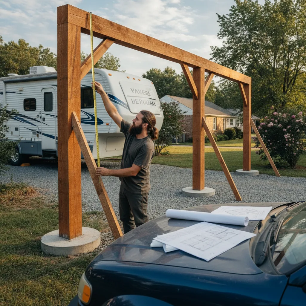 carport bois camping-car