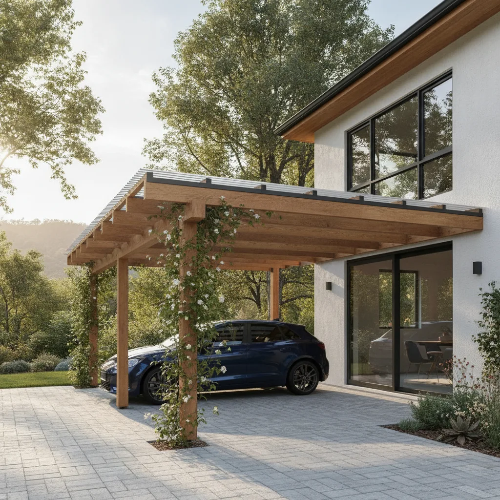 Carport bois adossé maison – prix, règles et pose 2026